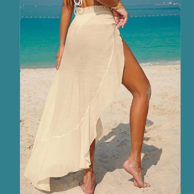Vrouwen Badpak Coverup Rok met Elastische Taille Zijsplit Verstoorde Strandjurk Badpak Coverup voor Strandvakantie 69HD