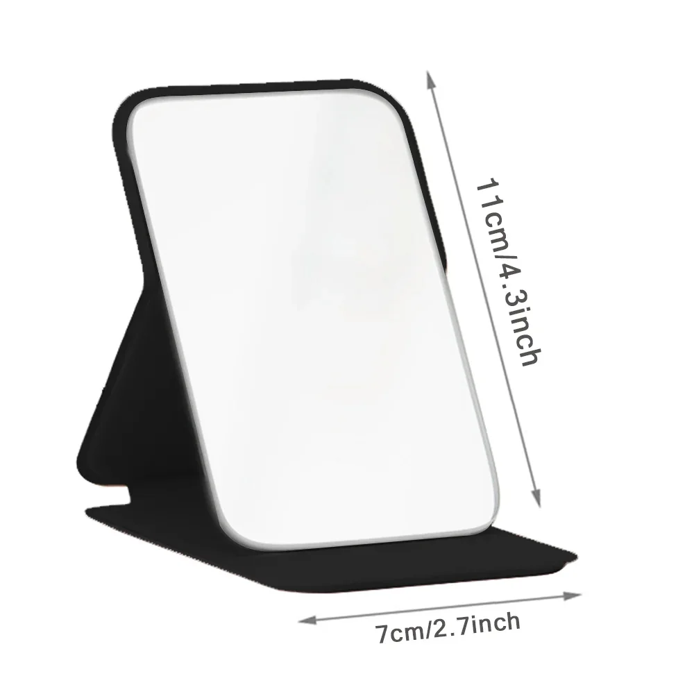 Miroir de courtoisie pliable portable, couverture en cuir PU, anti-poussière, miroir de maquillage pour sac à main, miroir cosmétique de poche, motif de lettres dorées amusantes