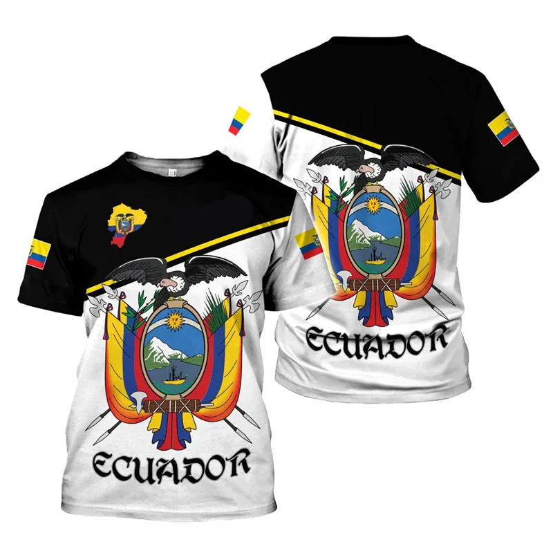 الإكوادور العلم تي شيرت للرجال الصيف عادية مستديرة الرقبة تي شيرت موضة المتضخم قصيرة الأكمام Harajuku بلايز رياضية تي شيرت #1