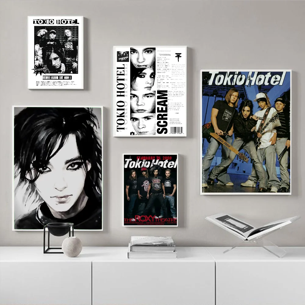 Tokio Hotel Bill Tom Kaulitz Vintage Posters Sticky Whitepaper Sticker DIY Room Bar Cafe Room Wall Decor