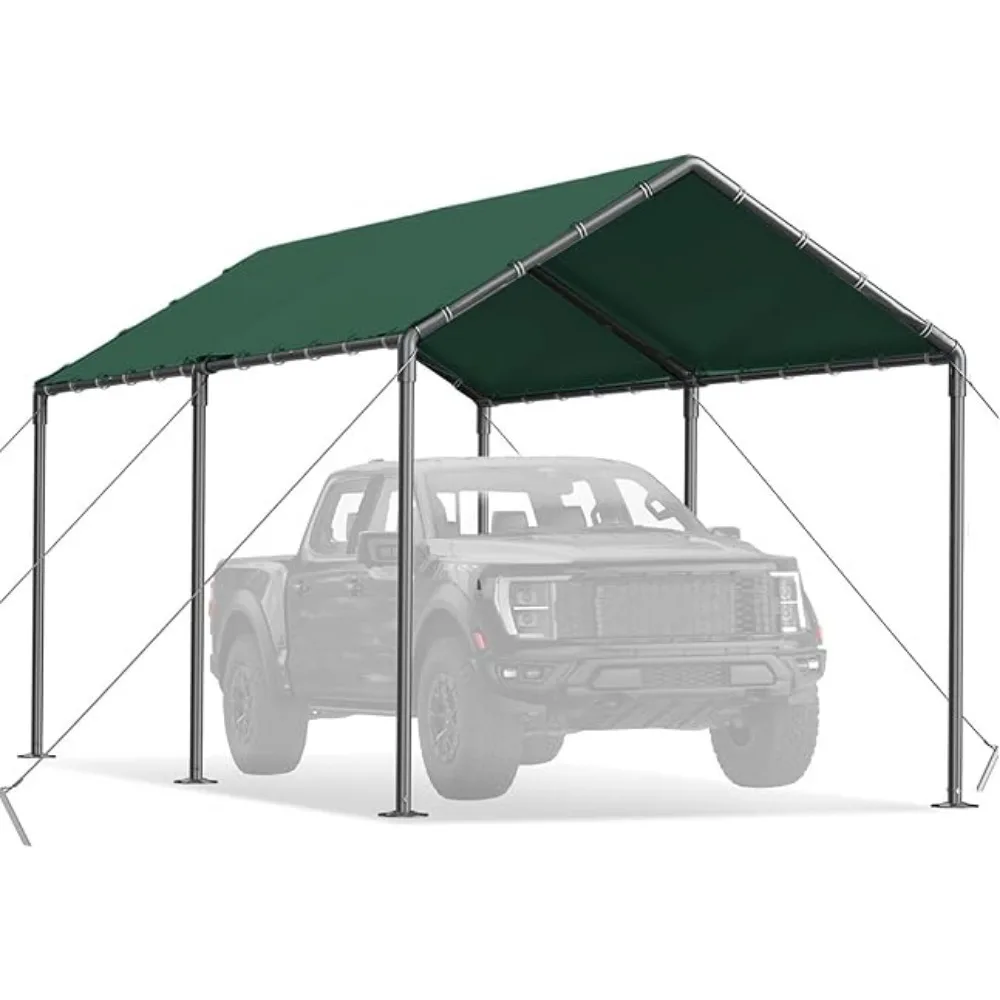 Outdoor Carport 10x20Ft Portable Carport,Outdoor Carport Garage Storage Shed,Portable Garage Party Tent,Green(No side)