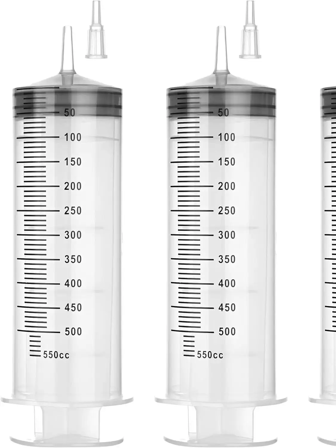 Seringue en plastique, disponible en capacités de 1000 ml, 550 ml, 350 ml, 200 ml, 100 ml, 60 ml, 20 ml, 10 ml, adaptée au dosage en laboratoire, au distribution de colle, à l'arrosage et à