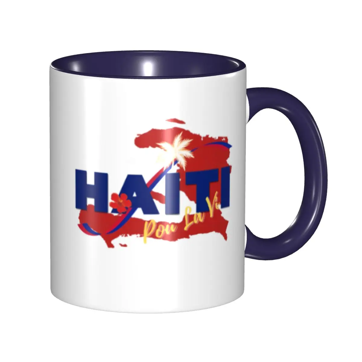 

Personalized Haitied Flag Coffee Mug DIY Coat of Arms Haitian Proud Ceramic Mug Creative Present