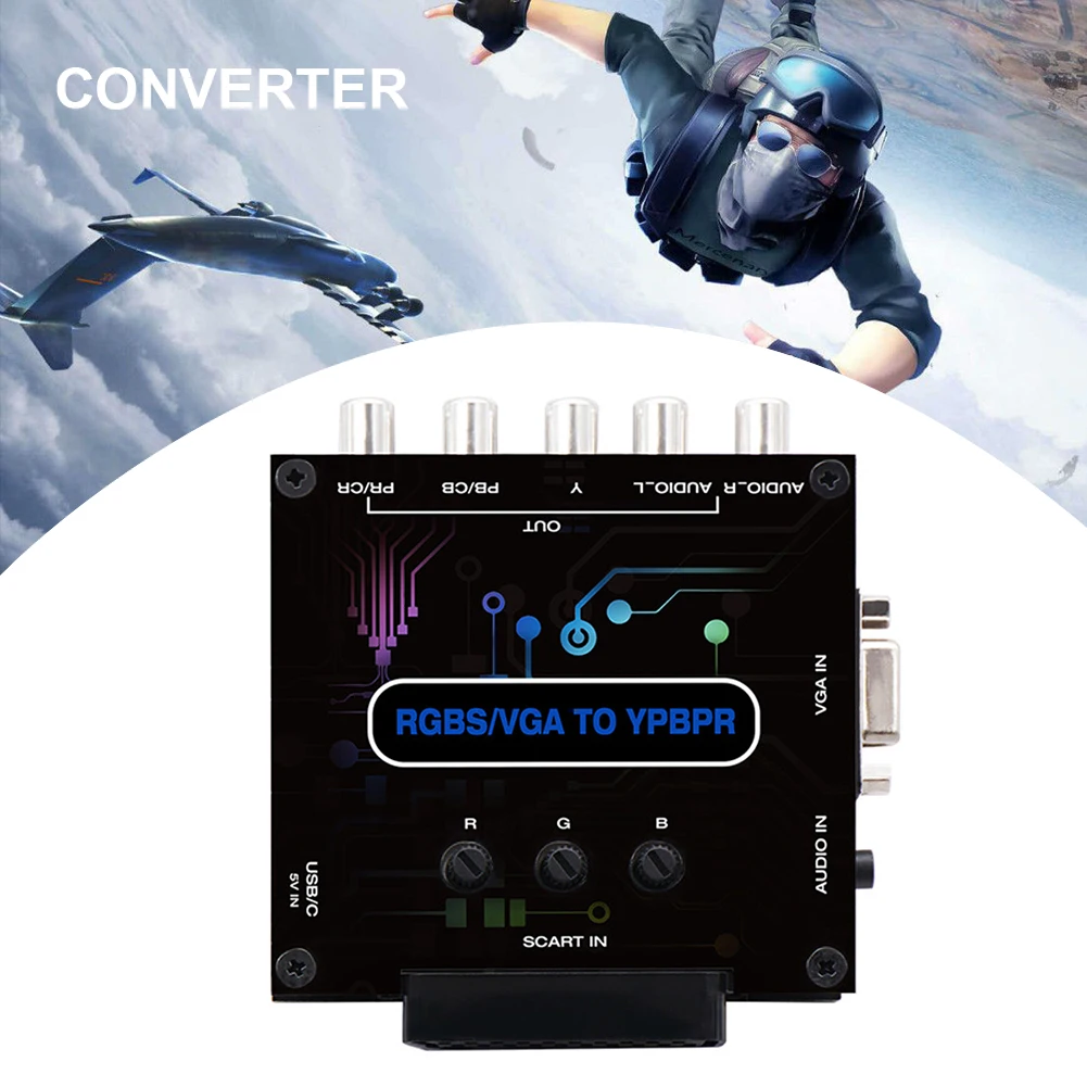 RGBS To Color Difference Component Converter Game Console RGBS VGA SCART TO YPBPR Color Difference Converter Video Adapter