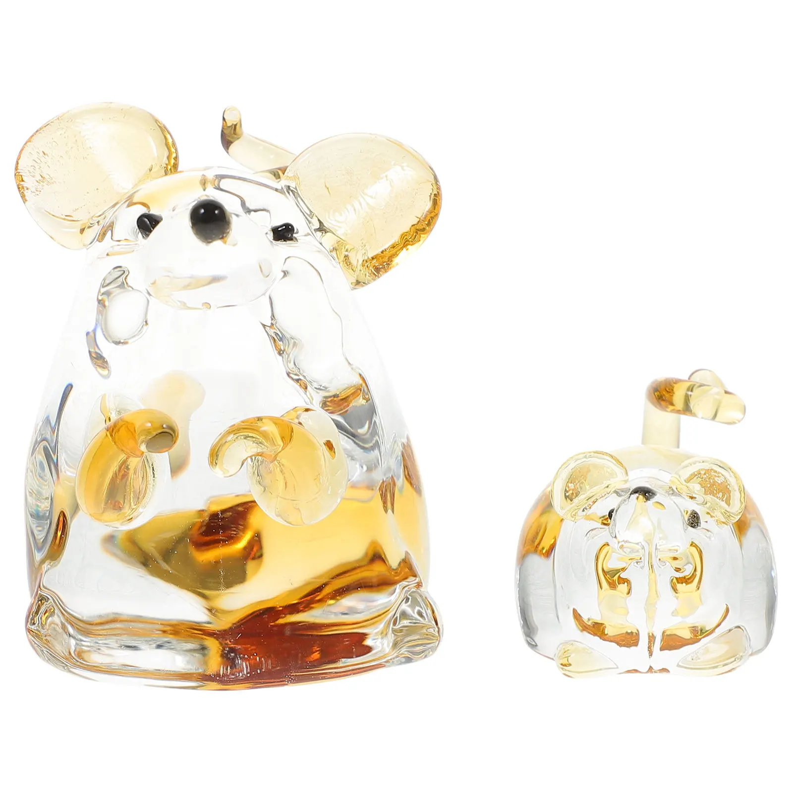 

2pcs Mouse Chinese Zodiac Animal Desktop Craft Ornament Home Party Decoration Small Animal Statue Tabletop Glass Decor Zodiac