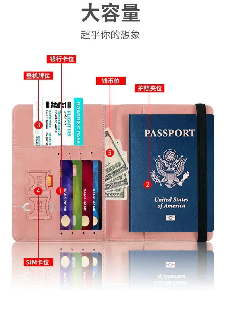 Fashion RFID Passport Cover Travel Passport Covers Women Men Travel Wallet Flight Ticket Clip Passport Holder Id Holder Unisex