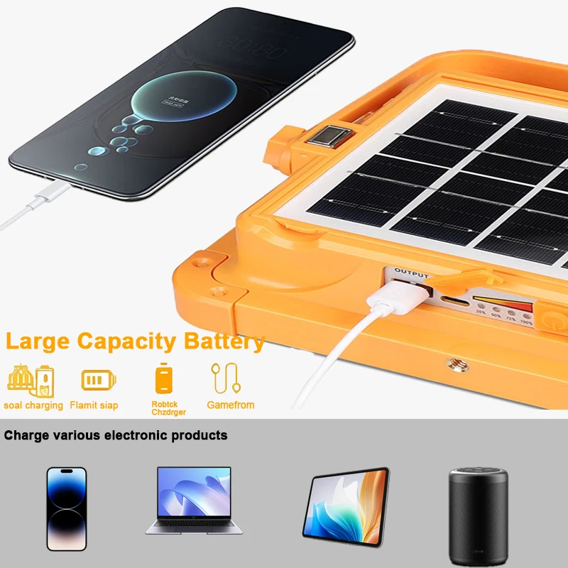 RUISENZHUO Solar Rechargeable Camping Lantern High Power Bank LED Tent Light Powerful Magnet Flashlight Repair Emergency Lamp