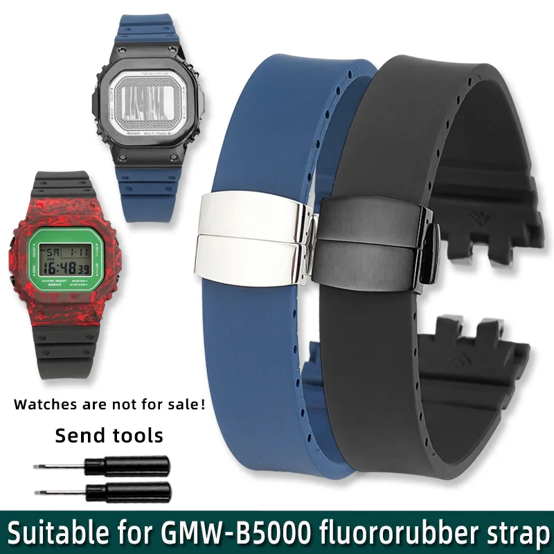 

gmw-b5000 Fluororubber watch strap for CASIO anniversary GMW-B5000 black blue Breathable waterproof soft men women's watchband
