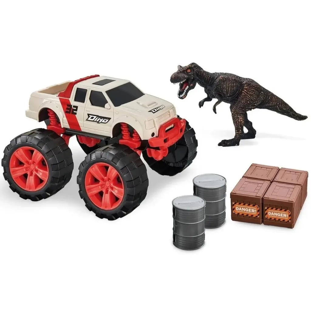 Camionete Pickup Com Velociraptor E Acessórios Dino Runners