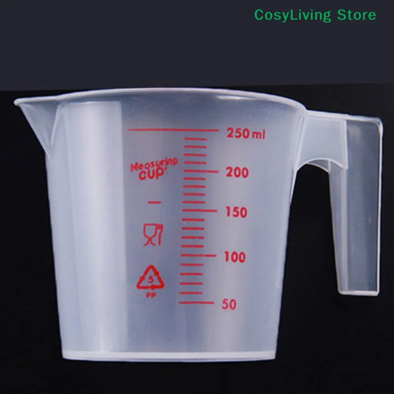 1Pc Clear Measuring Cup 250ml Plastic Handle Liquid Pour Spout Home Kitchen Tools
