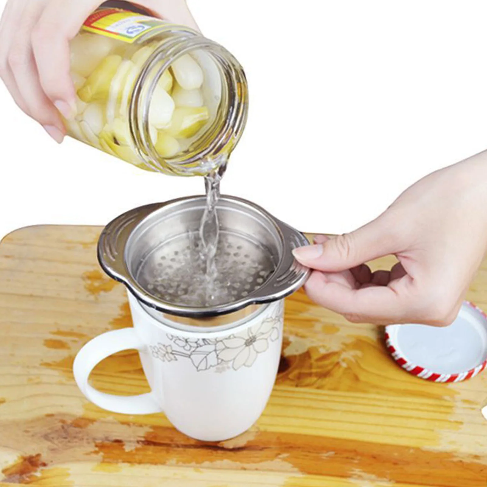 304 Stainless Steel Can Colander With Non-slip Handles Can Drainer Filter Residue Lid Tool Easy To Clean For Most Food Daily Use