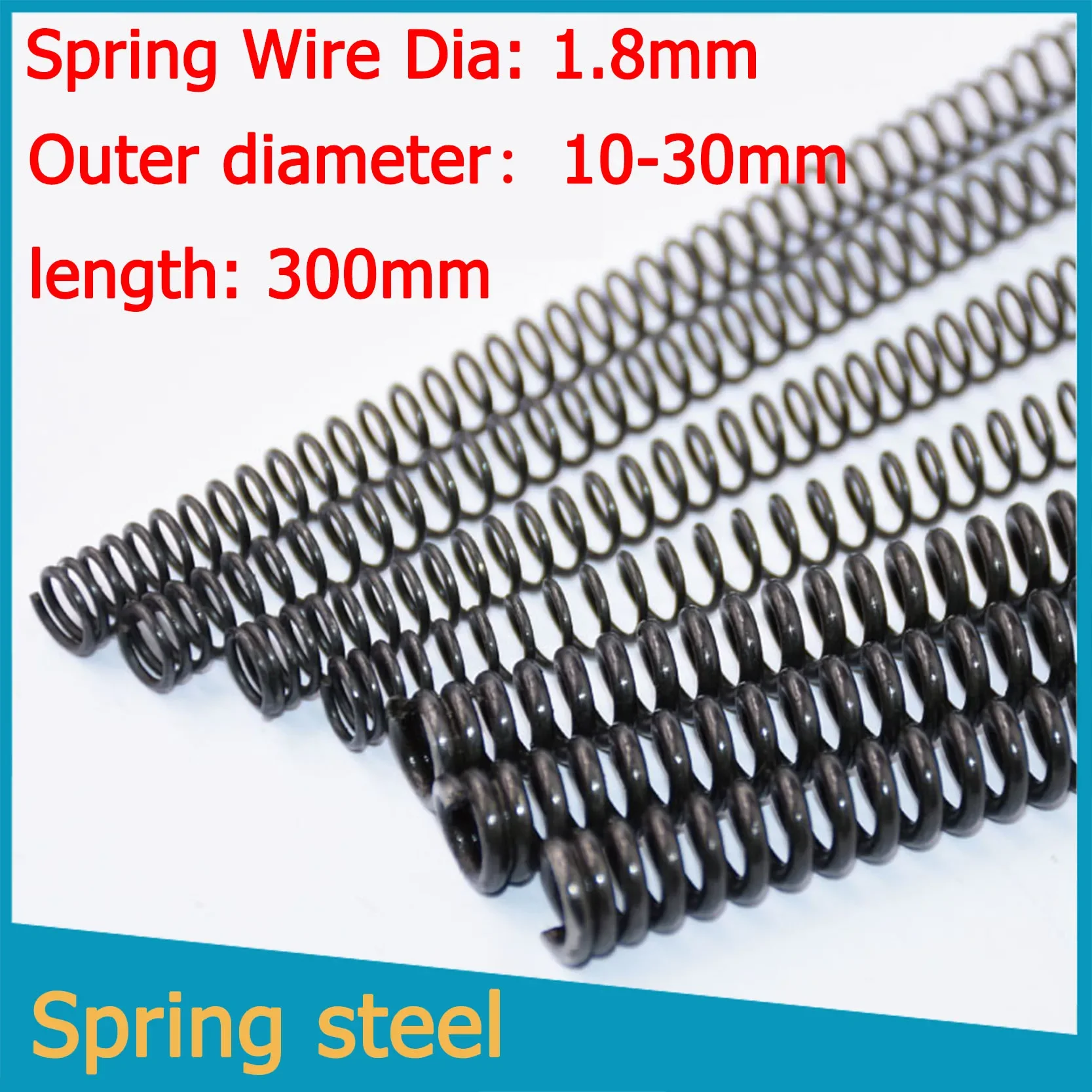 2pcs Compressed Spring Wire Diameter 1.8mm   Steel      Length:300mm
