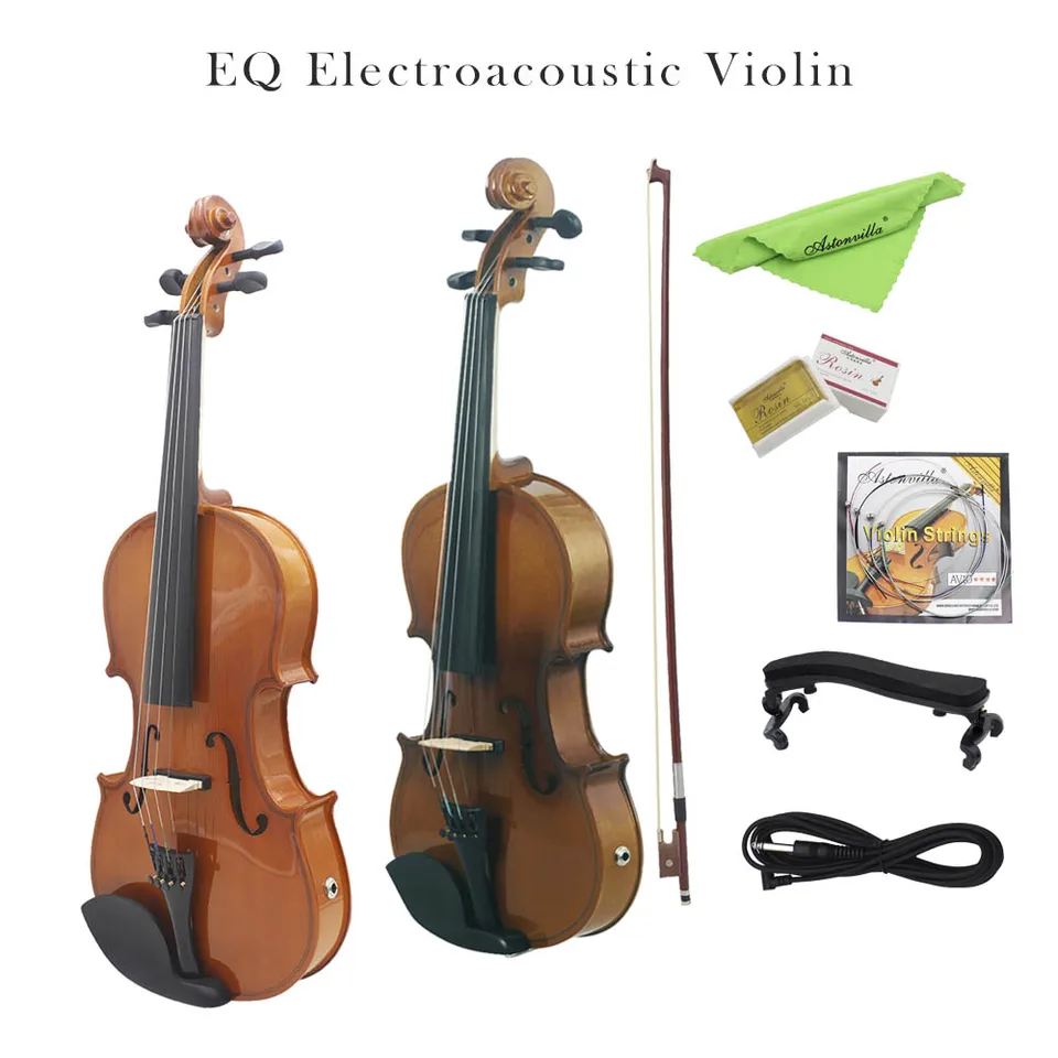 Aston Villa V-10 ソリッドウッド バイオリン 4/4 Astonvilla 4/4 Electroacoustic Violin EQ Electric Violin Set Maple