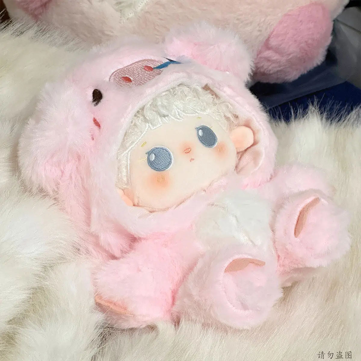 20cm Baumwoll-Puppenkleidungsset Niedliche Tier-Serie Kapuzen-Hasenfell-Overall Q-Version Löwe Bär Dinosaurier Katze Schwein Hai Outfits – Detail 11