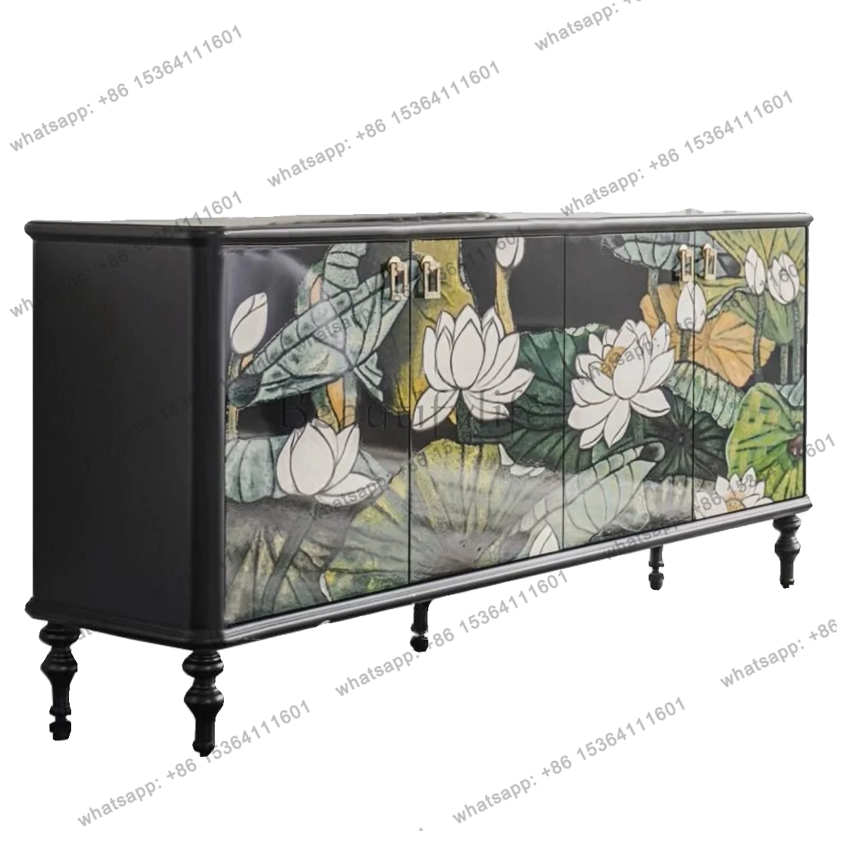 

French retro solid wood painted entrance cabinet American entrance foyer decorative cabinet