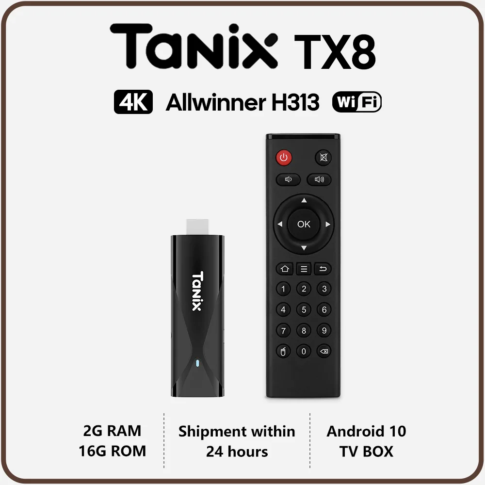   TANIX TX8 TV stick Android 10 TV Stick Allwinner H313 2GB 16GB 2.4G WIFI 4K MINI TV Dongle Smart TV Box