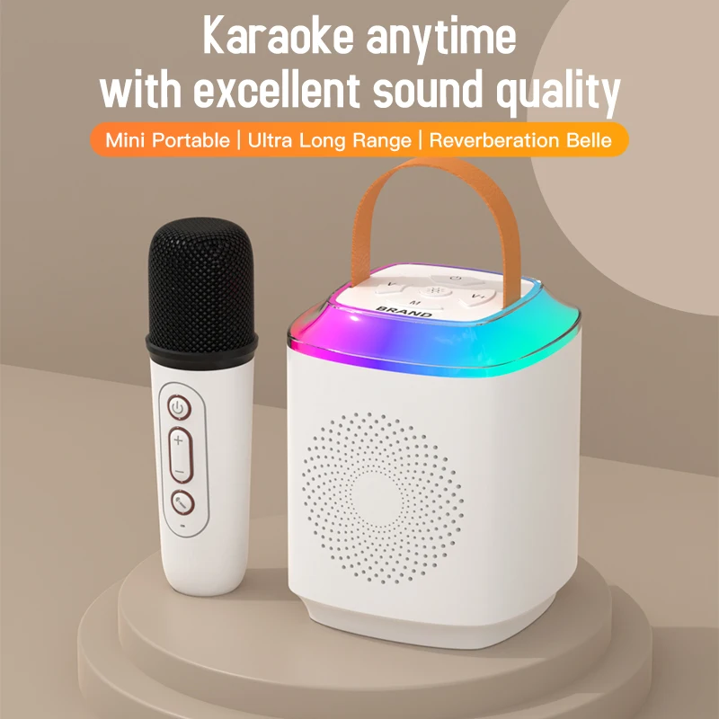 

Mini Bluetooth Speaker Portable Karaoke Microphone with 1-2 Wireless Microphone for Family Singing Kids Gifts Outdoor Travel