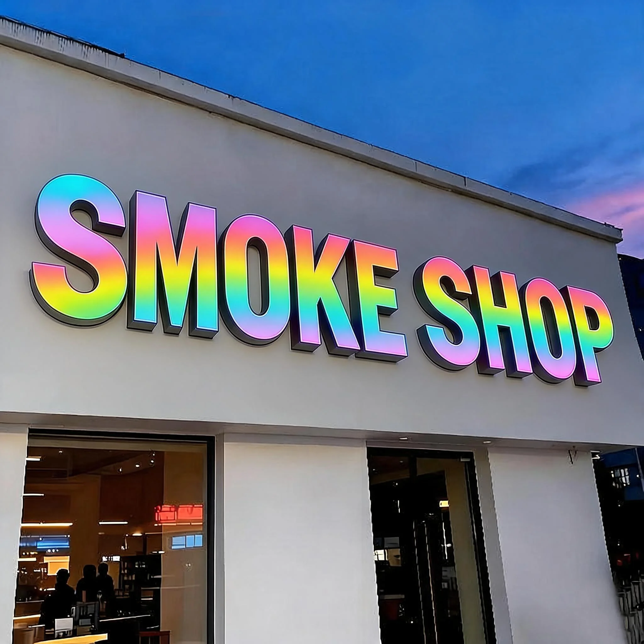 Smoke Shop Signs Custom LED RGB Sign 3D Advertising Letter Sign Outdoor LED Illuminated Letter Sign for Smoke Shop Bar