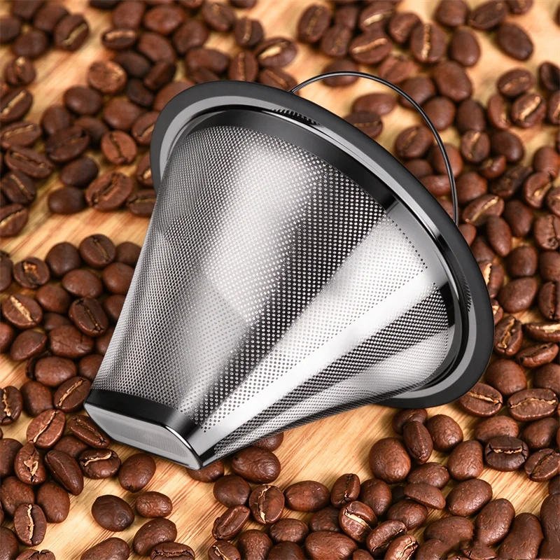 For Moccamaster KBGV KBT, No Paper Filter Needed, Double Layer Reusable Mesh Filter,#4 Cone Stainless Steel Coffee Filter