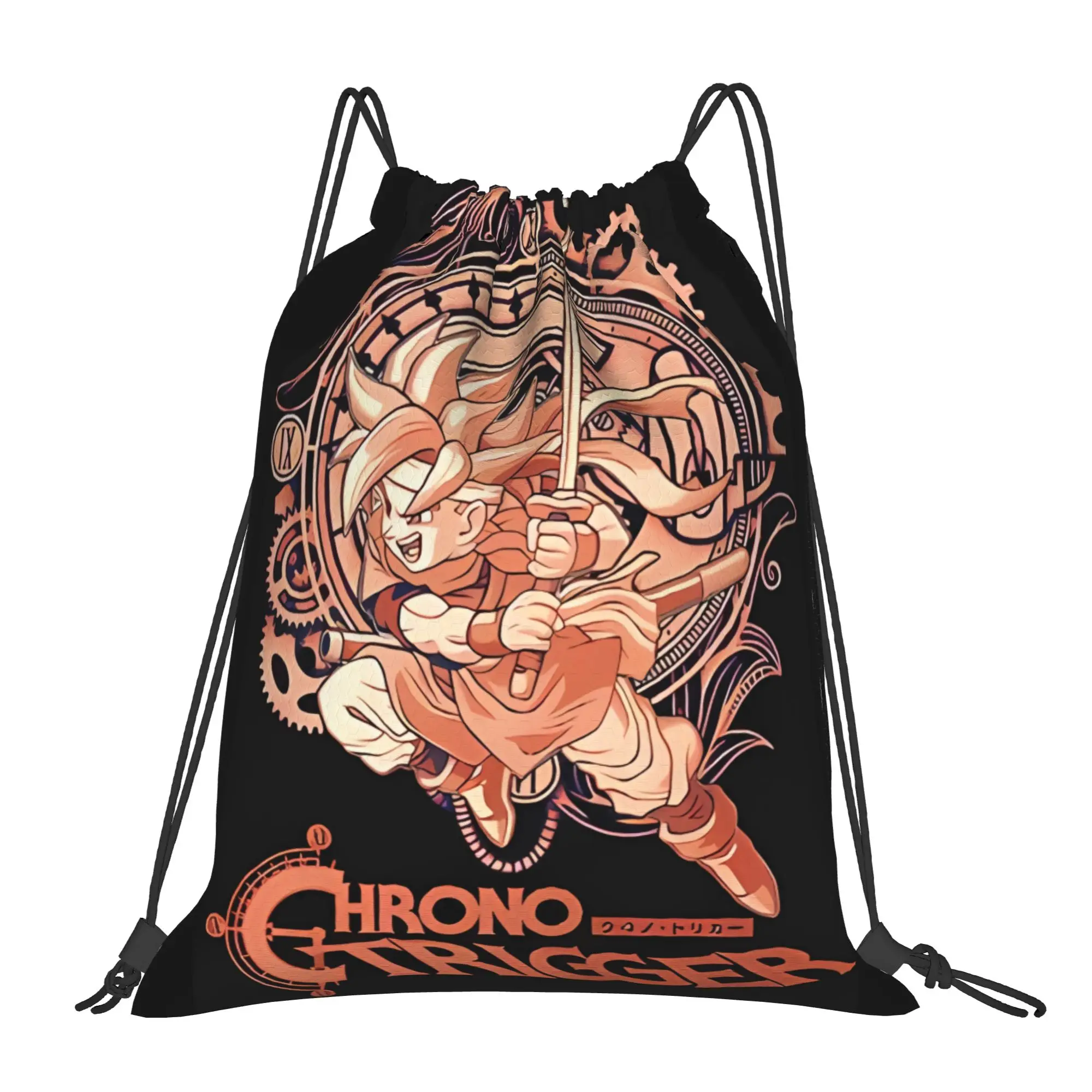 C-Chrono Trigger pixel art gaming Portable Sports Drawstring Bags Riding gym Backpack gift Storage Backpacks