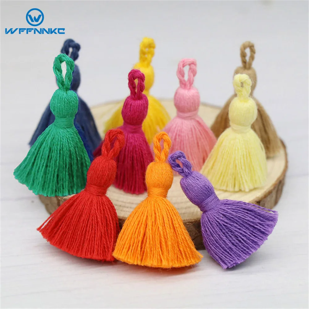 WFFNNKC 20Pcs Multicolor Cotton Tassels Trim DIY Earrings Necklace Jewelry Making Handmade Fringe Charms Mini Curtains Ornaments