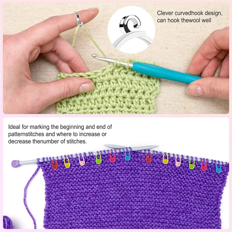 

KIKI Crochet Ring With 30 Candy-Colored Positioning Buckle, Crochet Rings For Finger For Everyday Crochet Work