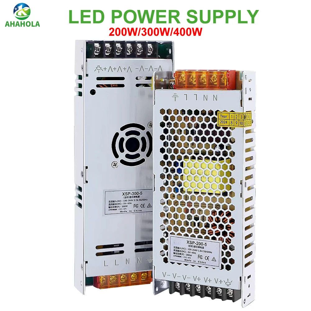 

Источник питания 5 В 40 А 60 А 80 А 200 Вт 300 Вт 400 Вт Импульсный источник питания Трансформатор светодиодного освещения AC 220–5 В постоянного тока для RGB-дисплея CCTV
