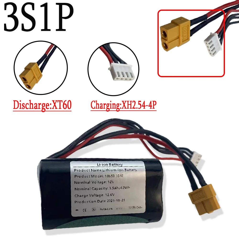 

3S1P 12V 3500mAh High Capacity UAV Rechargeable Li-ion Battery for Various RC Airplane Drone Quadrotor XH2.54-4P XT60