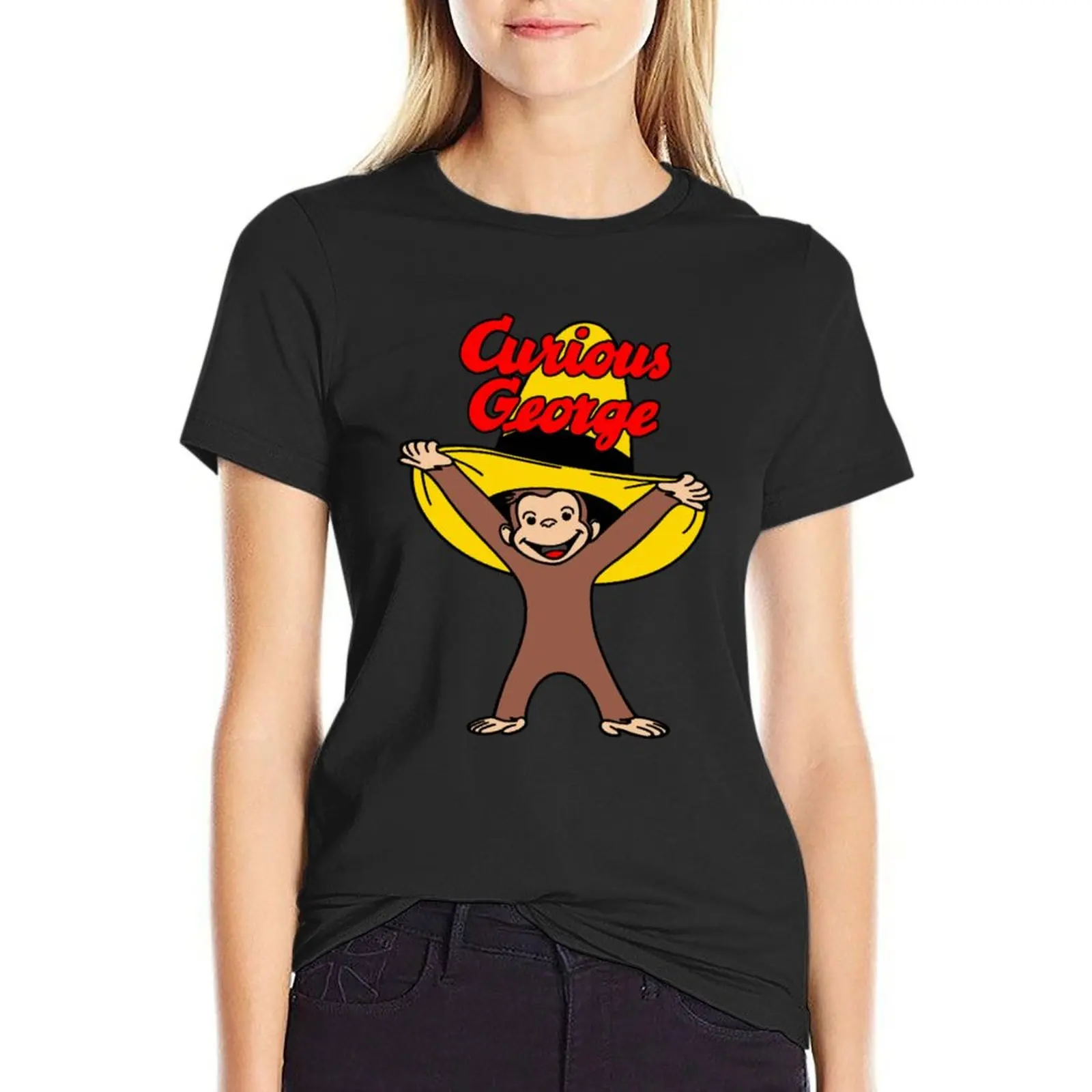 Curious George In The Yellow Hat T-Shirt Aesthetic clothing oversized funnys Women tops