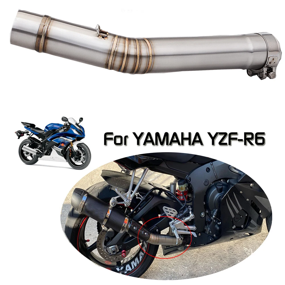 Universal Motorcycle Exhaust Escape Mid link pipe Moto Muffler For YZF R6 YZF-R6 1998 1999 2000 2001 2002 2003 2004 2005 - view 3