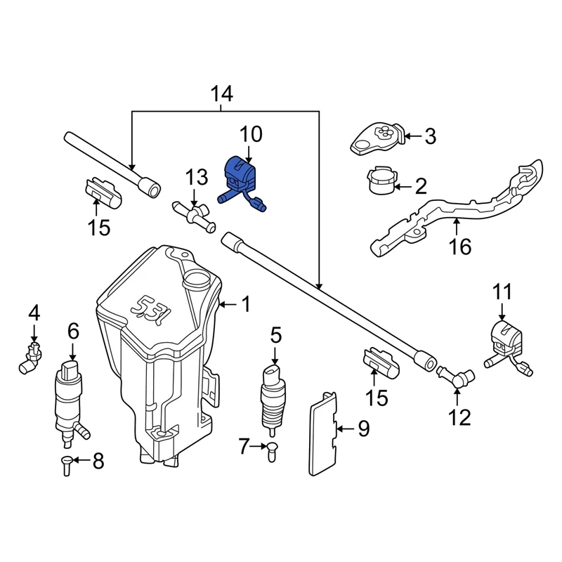 Boquilla de pulverizador para parabrisas delantero derecho, boquilla de chorro 61668374366 para BMW Serie 3, E46, 323I, 325I, 328I, 330I, 1999-2005