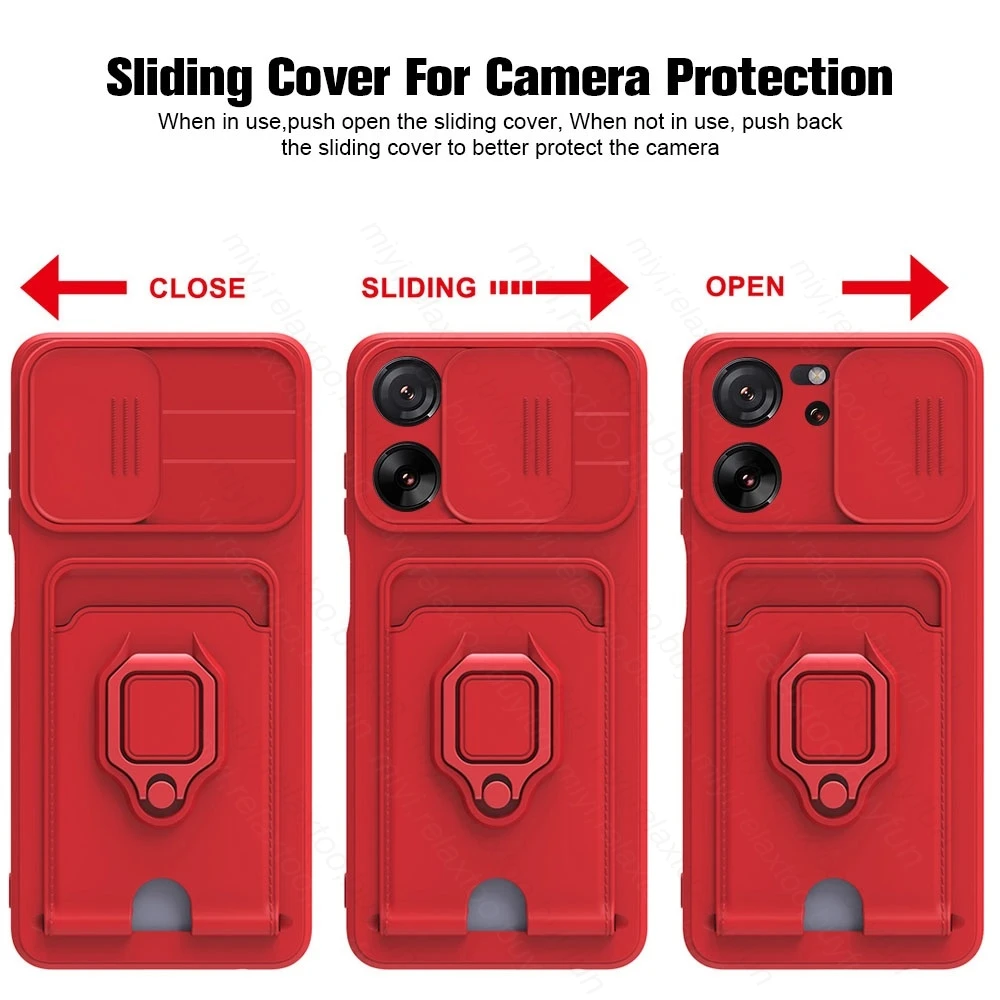 Xiomi 13T Pro Case Push Pull Camera Protection Case For Xiaomi Mi13T Mi 13T 13 T Pro Magnet Holder Ring TPU Soft Cover Xiaomi13T