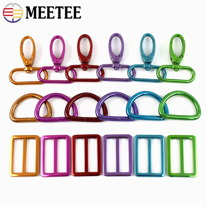 

2Sets 20-38mm Metal Buckles for Bag Strap Hook Lobster Clasp D Ring Tri-Glide Slider Webbing Adjust Buckle Carabiner Accessories