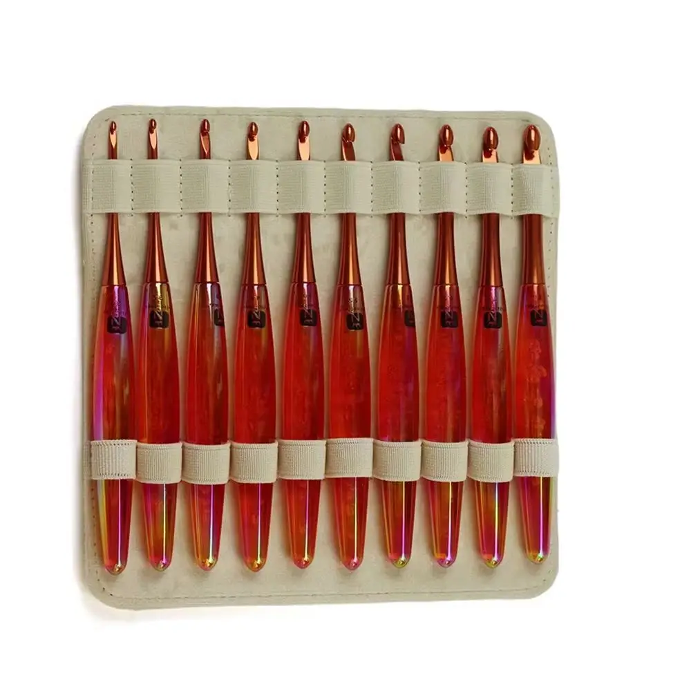 10 Stück Aluminium-Häkelnadeln, ergonomischer Acrylgriff, handpolierte Stricknadeln, 18 cm lang, 3,0–8,0 mm Häkelnadeln mit Tasche