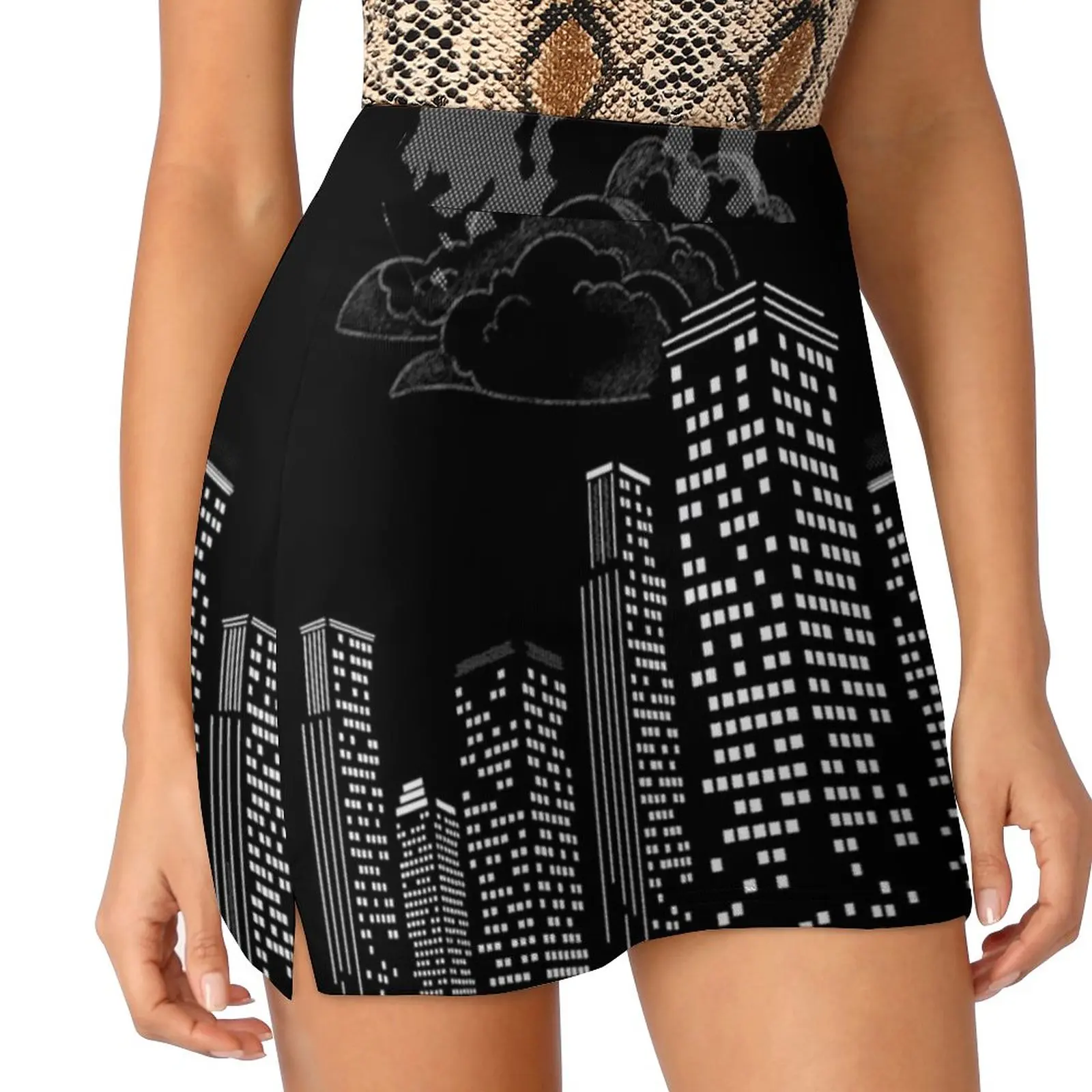 Moon Over City Women's skirt With Pocket Vintage Skirt Printing A Line Skirts Summer Clothes Birthday Trandy Cool Eyez4Art Dark