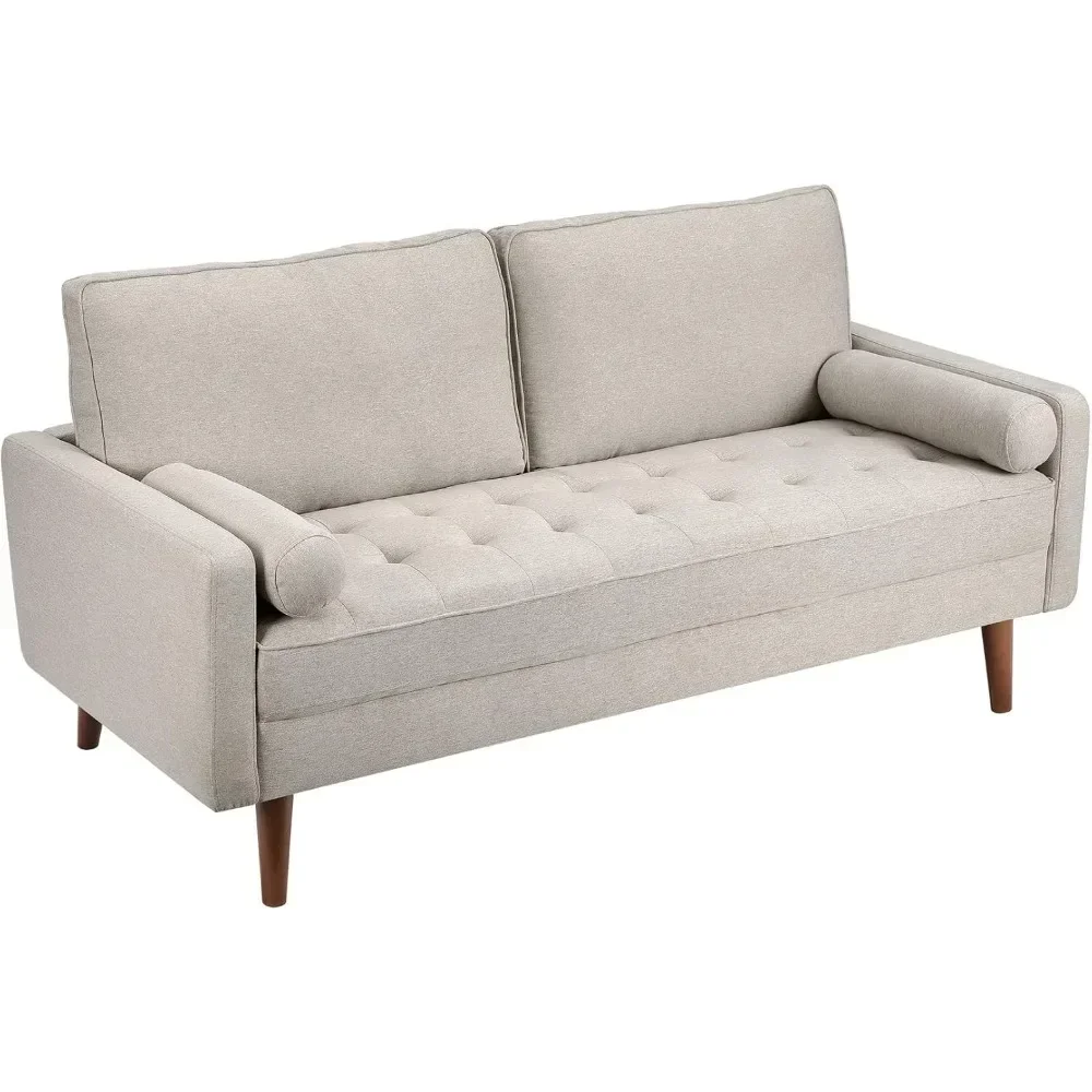 Canapé en tissu de 68 pouces, sofa causeuse avec 2 coussins, petits canapés pour petits espaces, meubles modernes du milieu du siècle