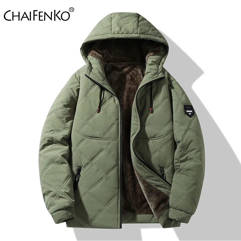 

New Keep Warm Windproof Thicken Men Coat Winter Fleece Solid Versatile Casual Parka Outdoors Fashion Comfort Hooded Jacket Men