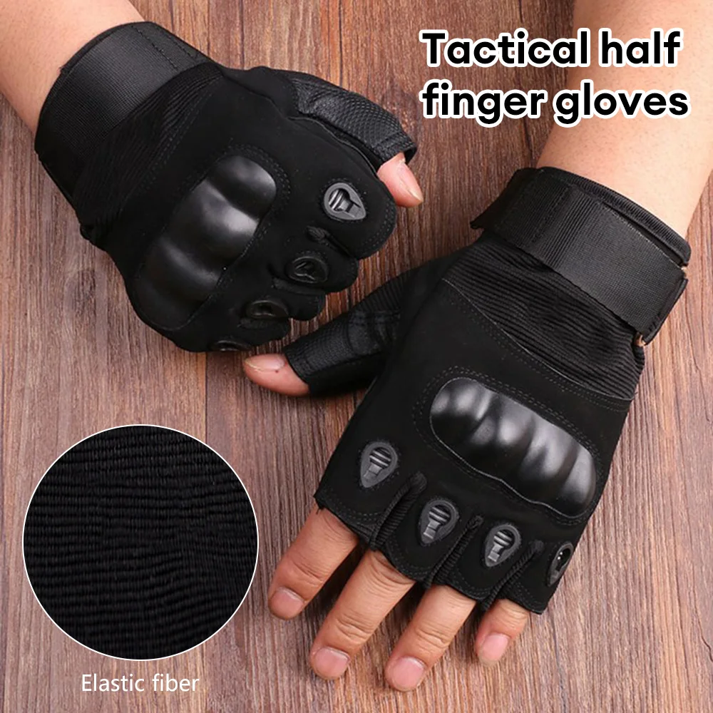 Motocicleta Equitação Fitness Luvas Outdoor Tactical Fingerless Luvas Hard Knuckle Caça Combate Caminhadas Militar Meio Dedo Glov