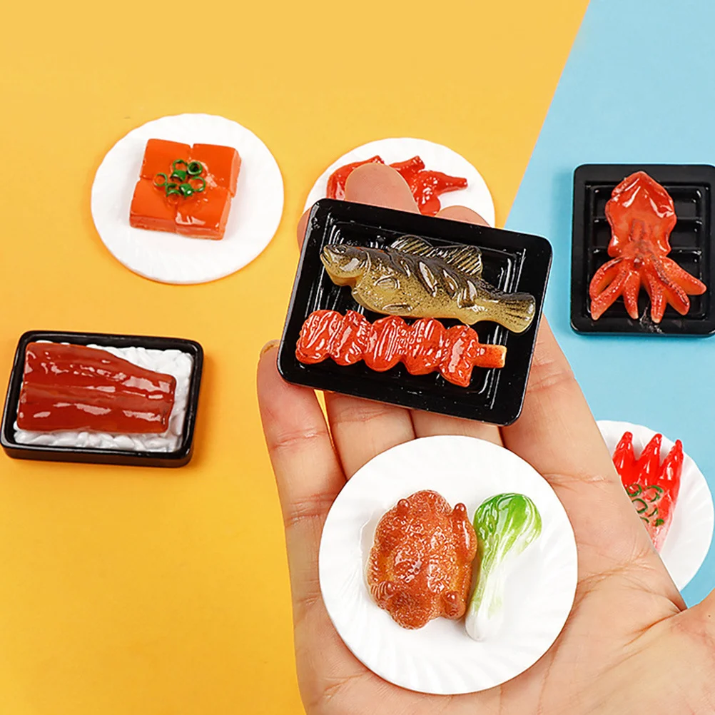 5 Stücke Simulierte Chinesische Lebensmittel Harz Gefälschte Lebensmittel Ornamente für Miniatur Küche Szene Dekor Kreative Handwerk Schmücken Sammlung Display