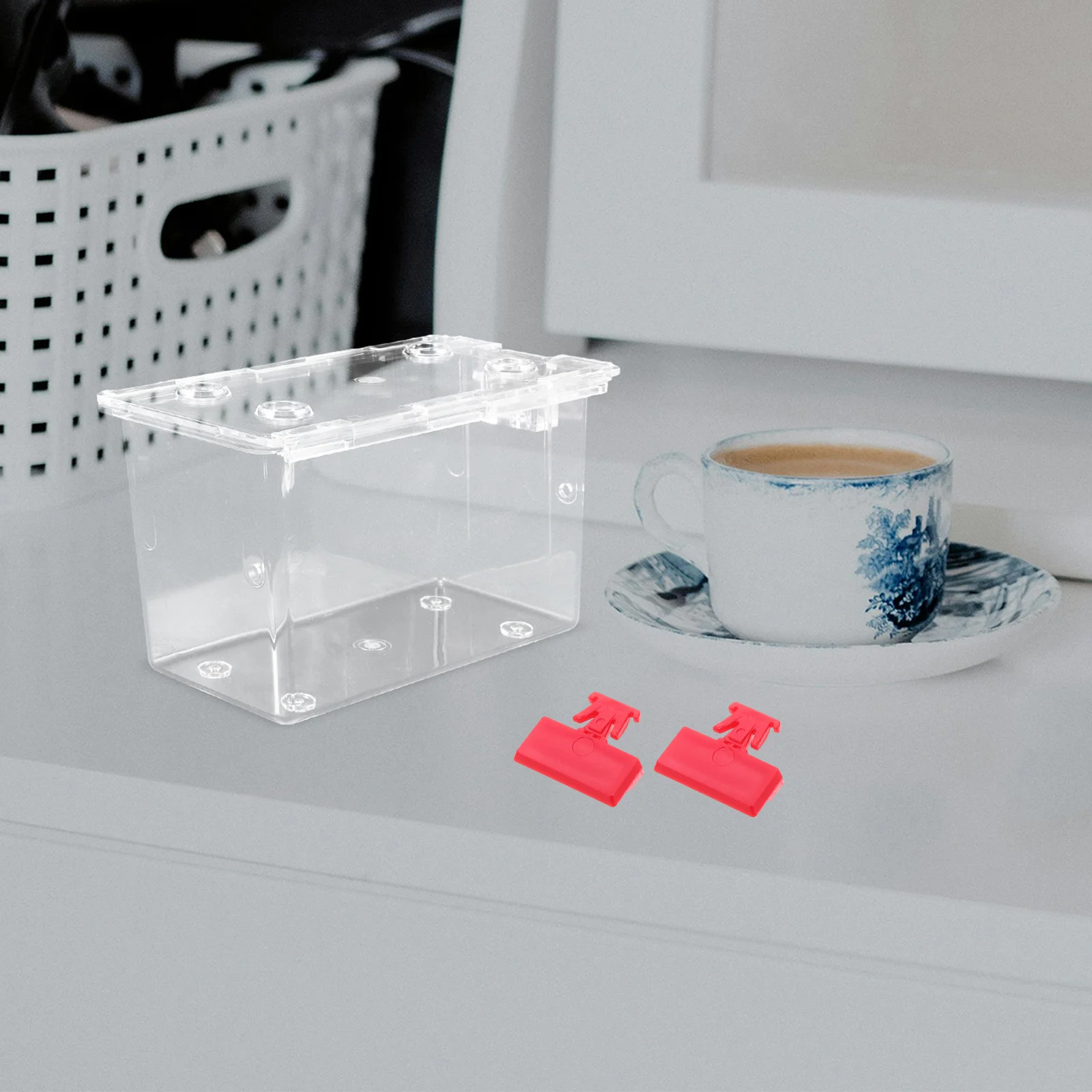 

Plastic Storage Box Transparent Lockable Card Organizer Case For Home Office School Mini Container Card Holder Crayon