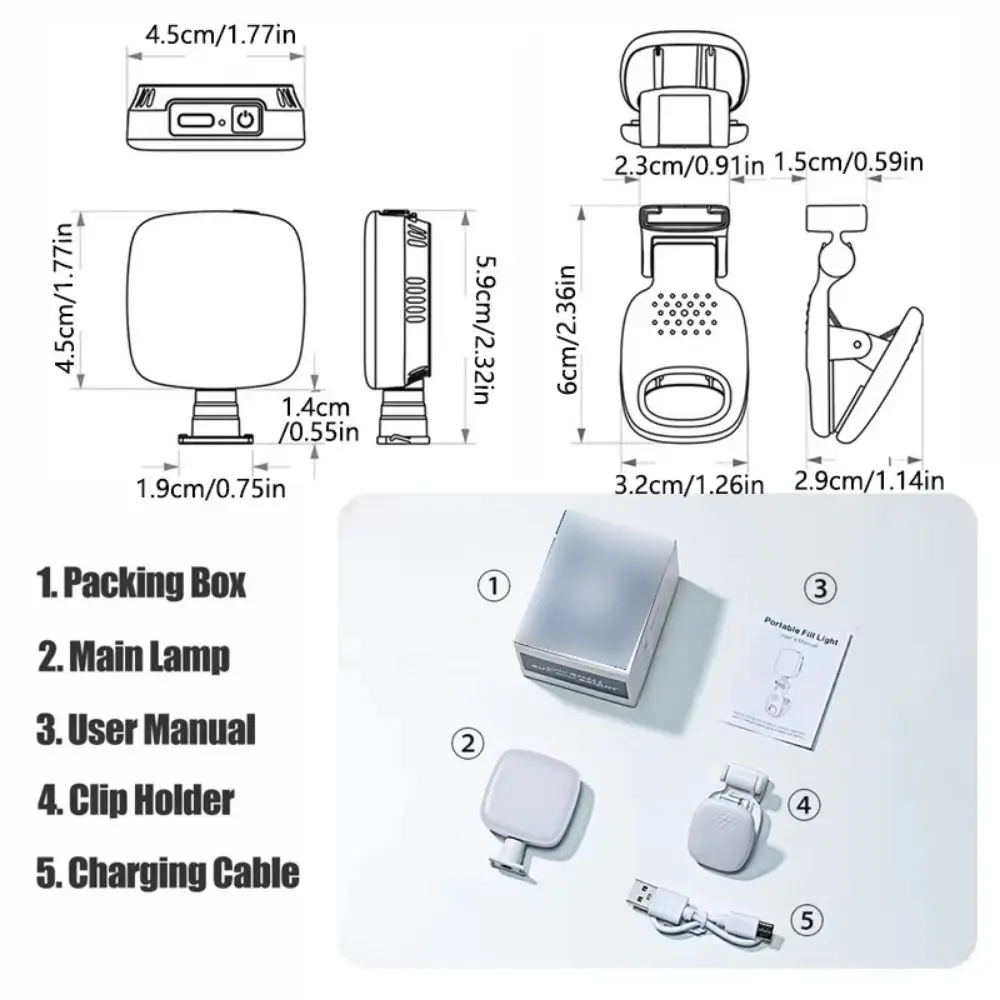 مشبك على ضوء السيلفي LED المحمول، سطوع قابل للتعديل، 3 ألوان، مشبك ضوء التصوير الفوتوغرافي، مصباح ملء الكاميرا القابل للإزالة