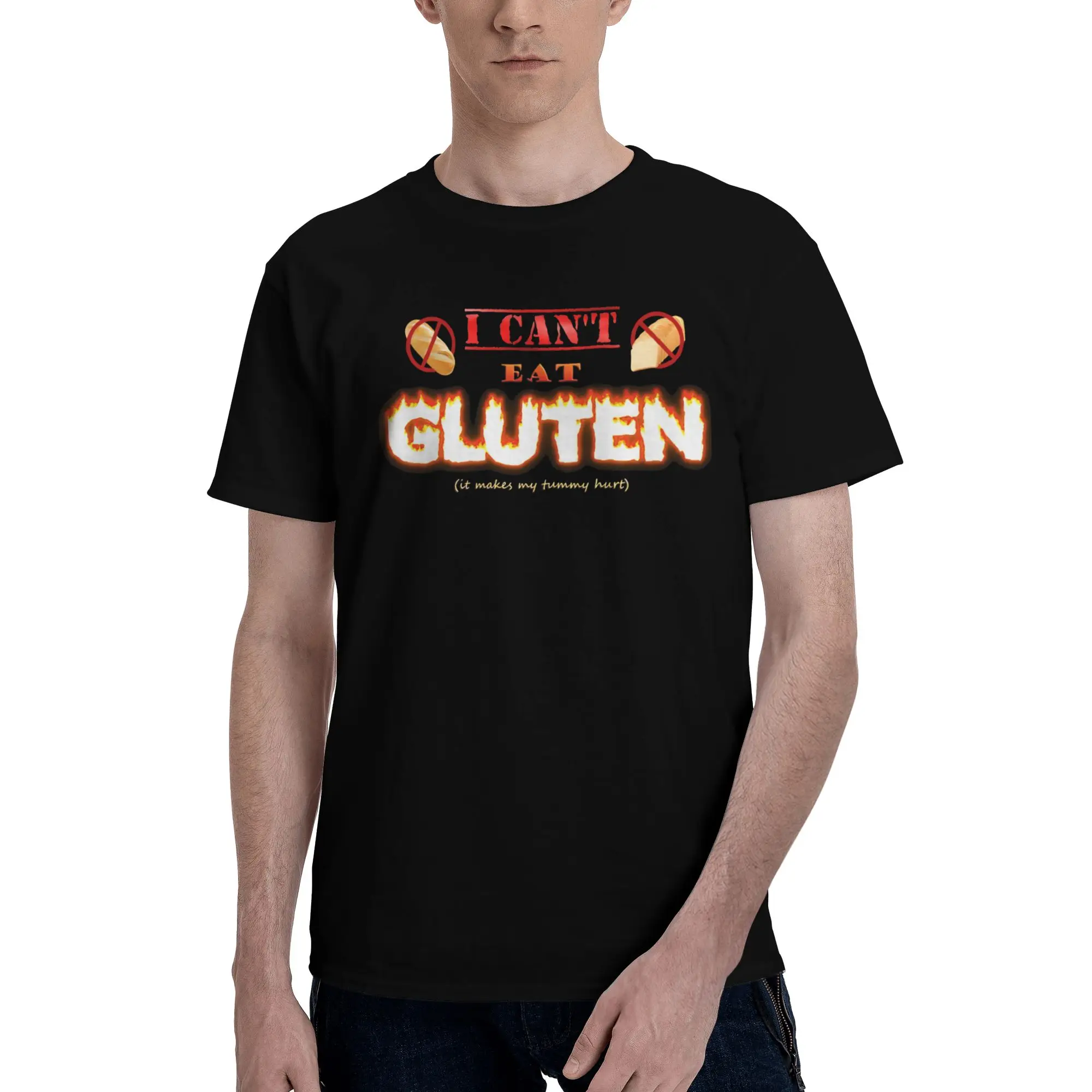 Men Women Printed I Refuse to Tolerate Gluten Meme T Shirt Tee 100% Cotton  T-shirts Clothes