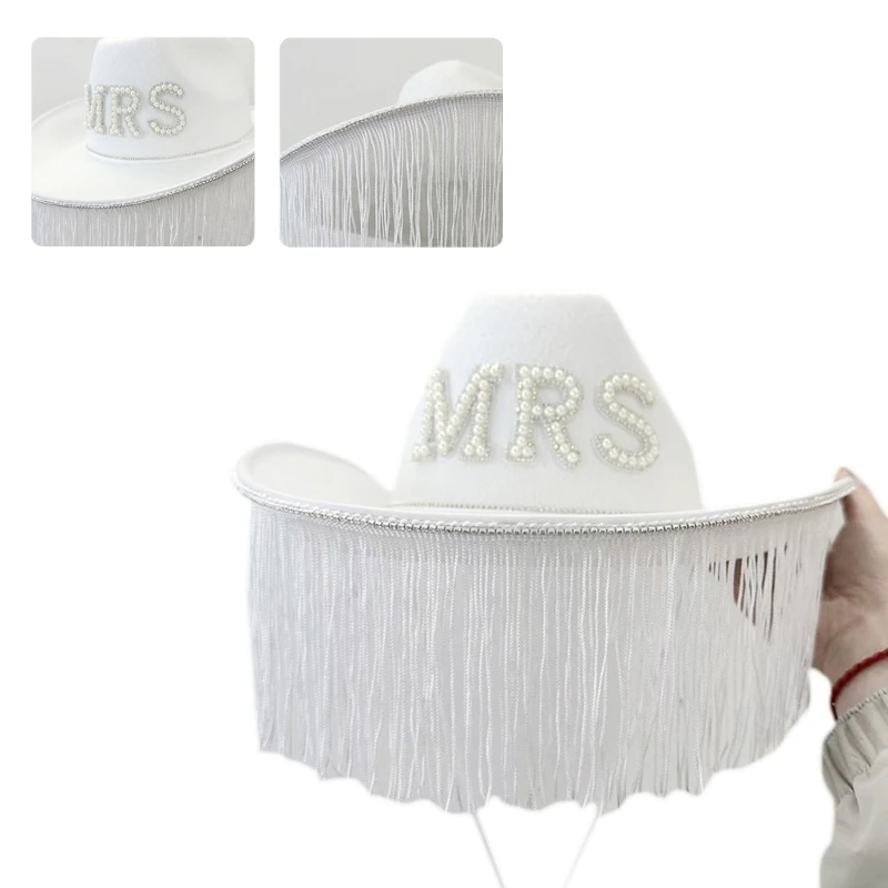 Tassel Cowboy Hat Bachelorette Party Hat Bridal Party Tassel Cowgirl Hat Mrs Hat