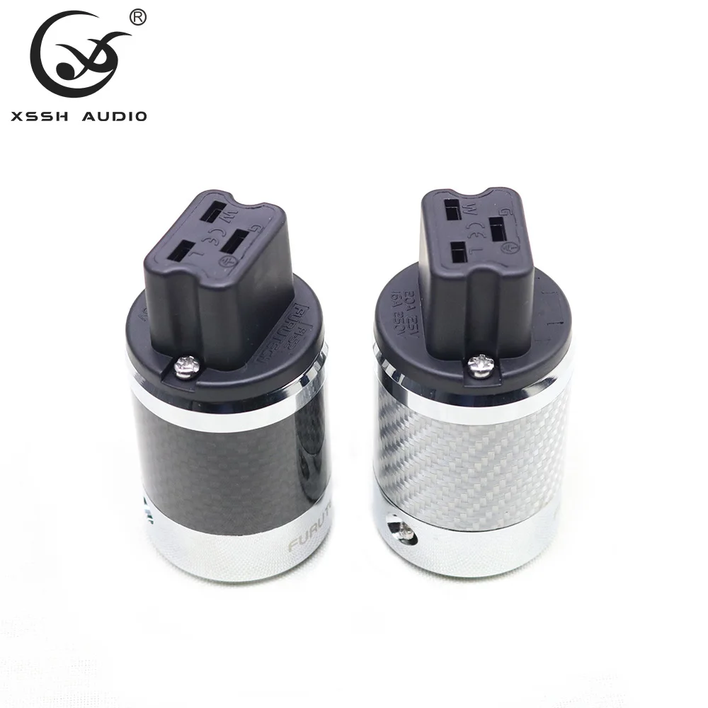 Electrical Female Connector XSSH Audio YIVO HIFI Carbon Fiber Shell Rhodium Plated Pure Copper 3Pins AC 20A NEMA IEC Power Plug