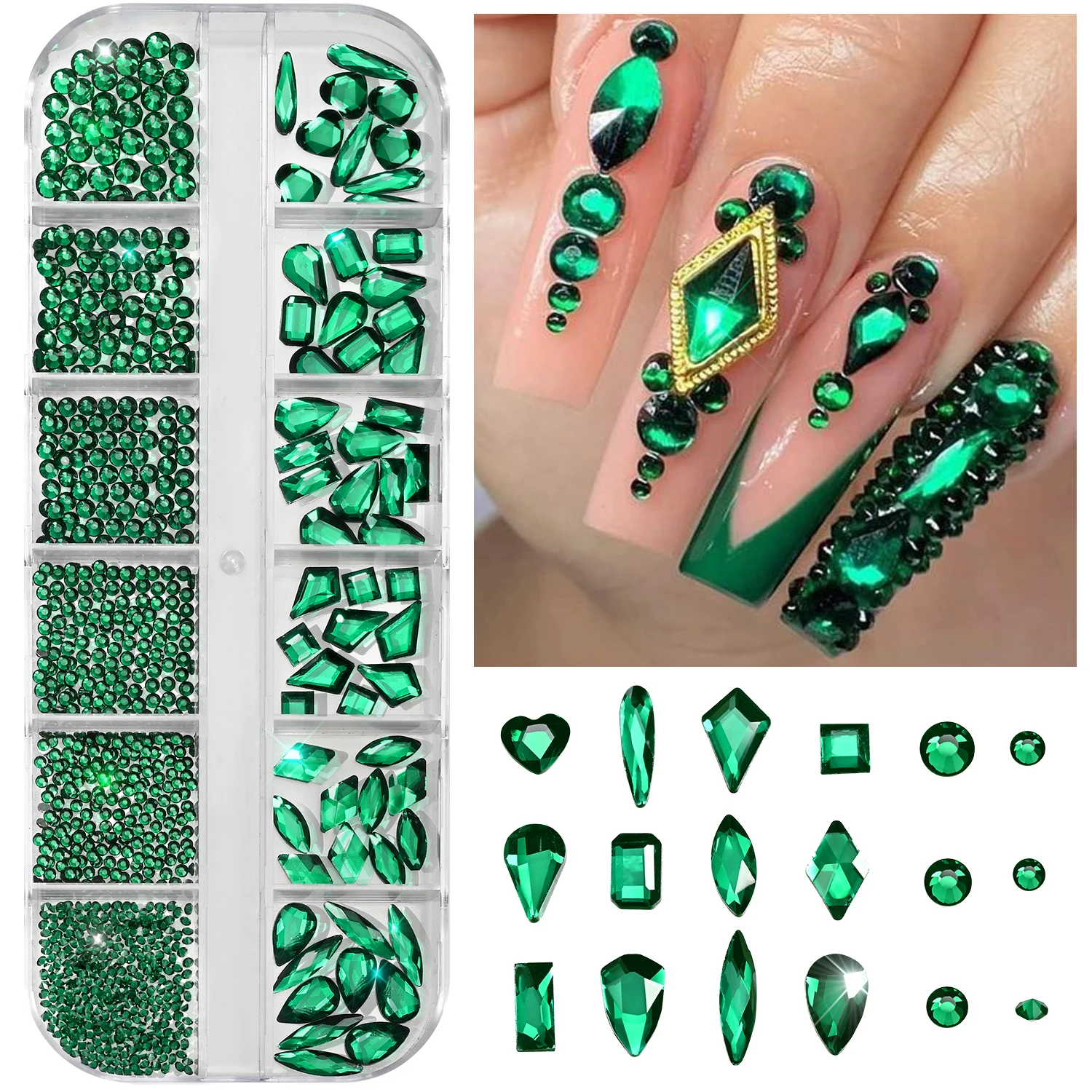 12 Gitter 3D Smaragdgrüne Nage – Nail Art Emerald Green Bewertung und Preis