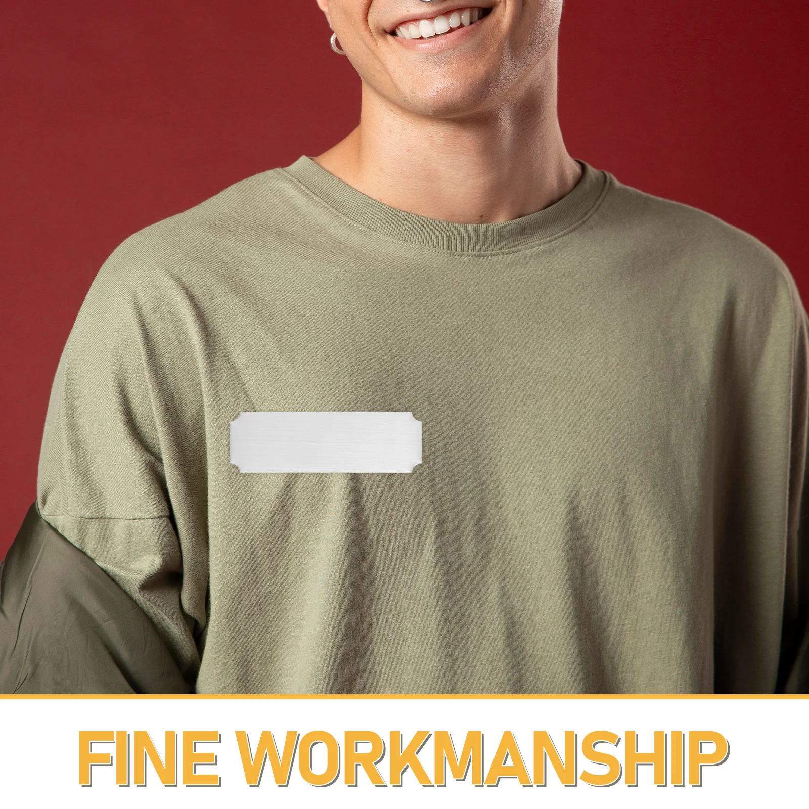 20 قطعة من الفولاذ المقاوم للصدأ اسم العلامات لوحات معدنية مستطيلة فارغة لمكتب الموظف الفصول الدراسية المعلم شارة قابلة لإعادة الاستخدام #2