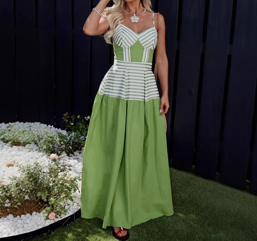 

2025 New Summer Sexy Open Back Print Slip Dress Women Prairie Chic