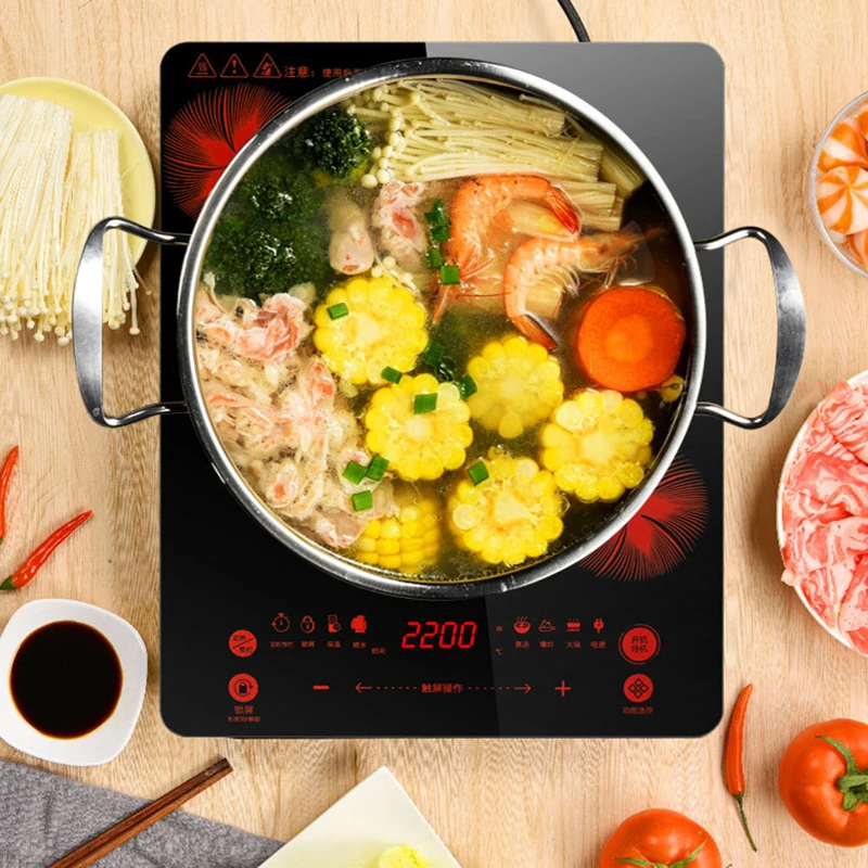 Индукционная плита электромагнитная печь двойная варочная панель электрическая регулируемая температура нержавеющая сталь Магнитная горячая пластина