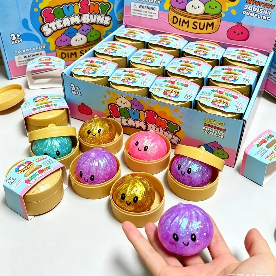 Glitter Dumpling Squishy ULTRA RARE Gold Glitter Hidden Edition Dumplings Sensory Steamer Soft TPR Dough Ball for Stress Relief view 5