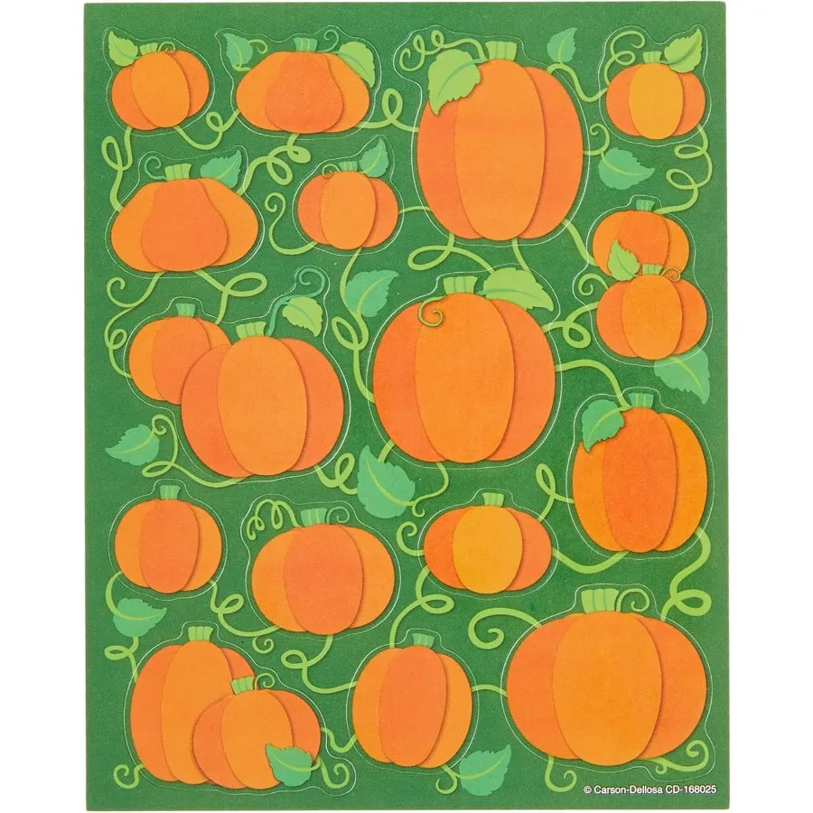6 Sheets of Pumpkin Stickers for Halloween Celebrations Ideal for Treat Bags Party Favors Reward Charts for Teacher Planners an